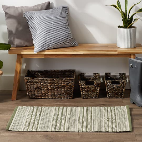 DII® Artichoke Green Dobby Stripe Hand-Loomed Rug, 2ft. x 3ft.